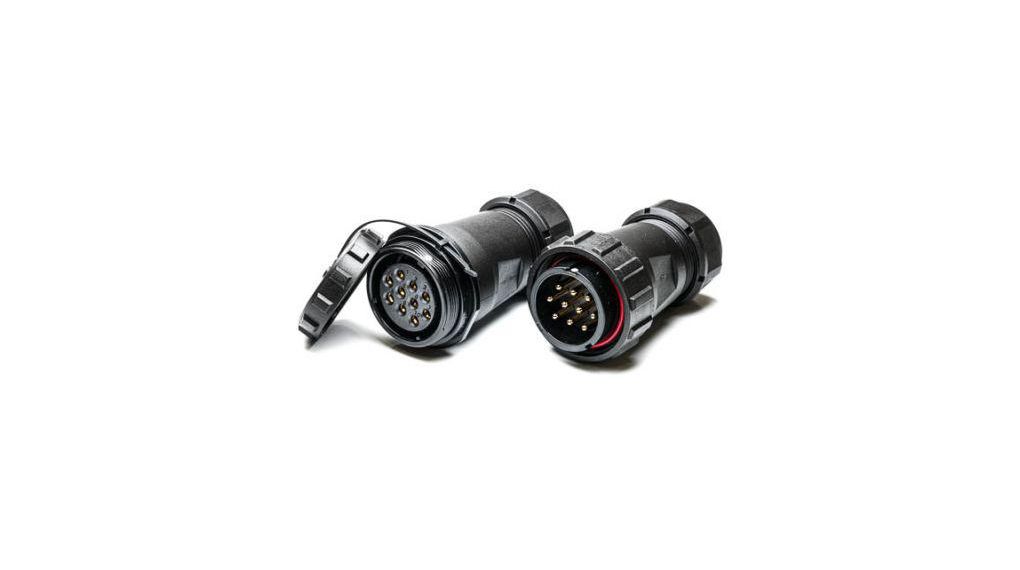 Circular Connector, 2pcs, Socket / Plug, 10 Contacts, 25A, IP68
